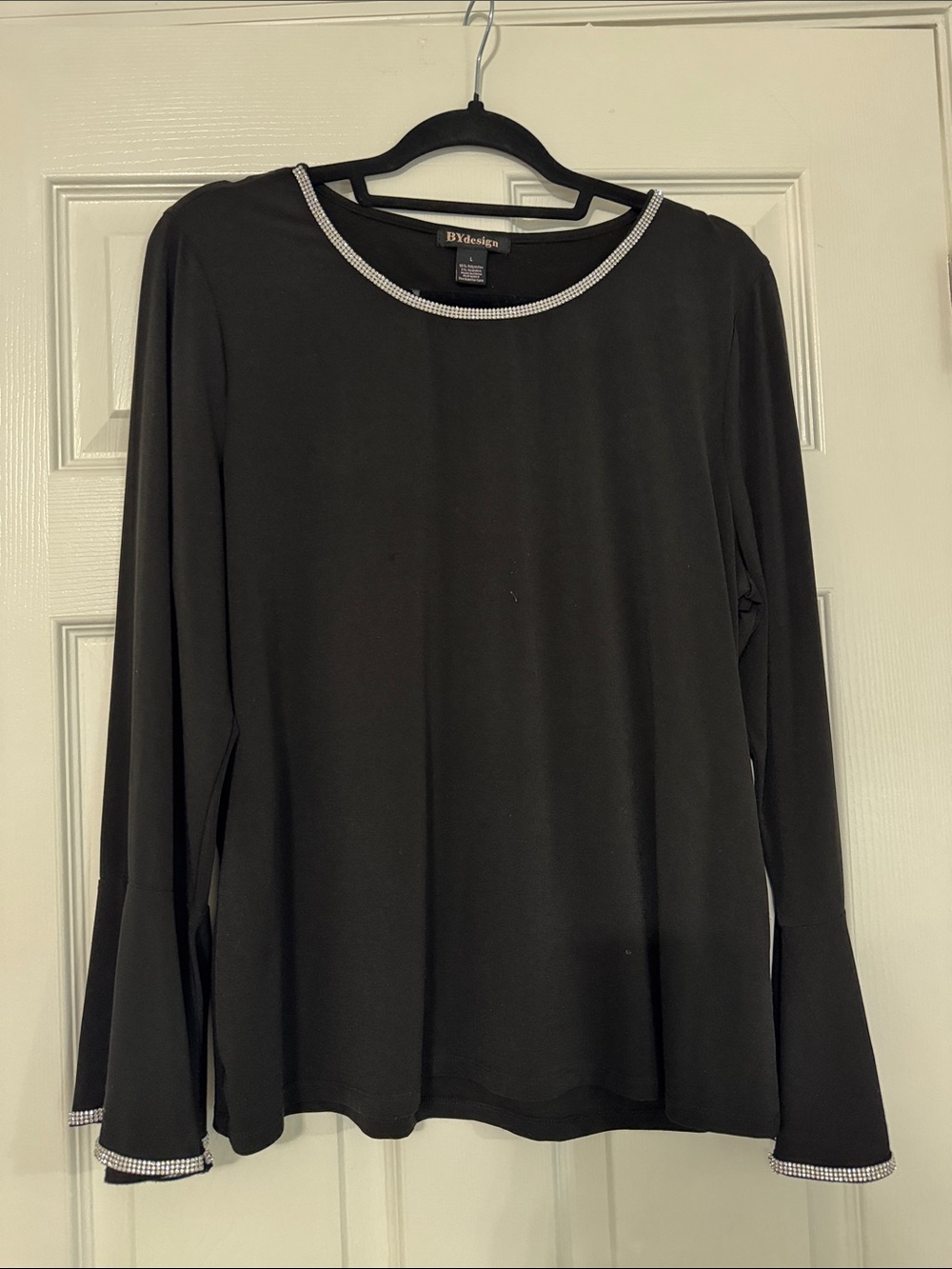 BYdesign Black Long-Sleeve Top with Rhinestone Trim